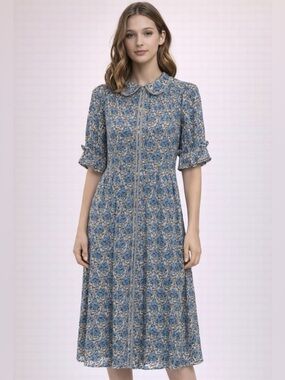 Max studio M Floral Blue Midi Dress